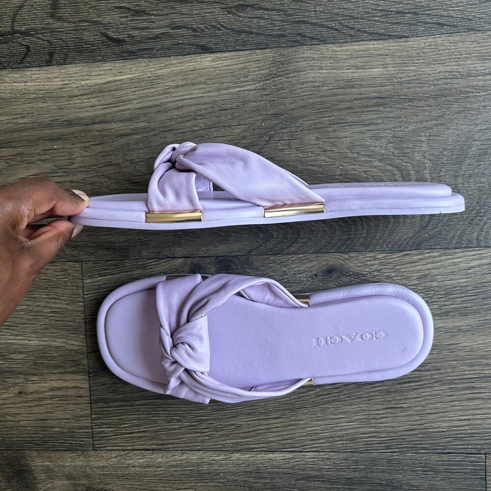 Coach Purple Brooklyn Leather Slides Size 8 - Picture 7 of 14